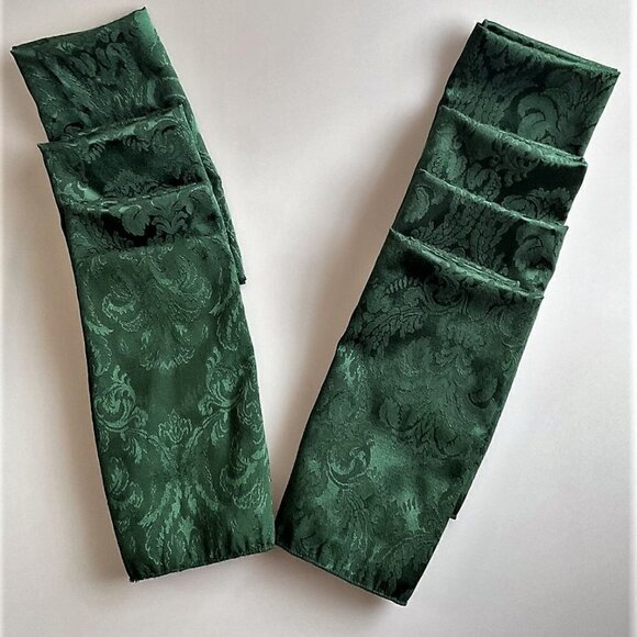 VINTAGE FOREST GREEN CLOTH NAPKINS & RINGS SET 16 PIECES - Picture 6 of 11